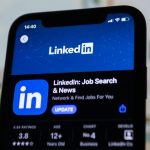 close up of a smartphone displaying linkedin application